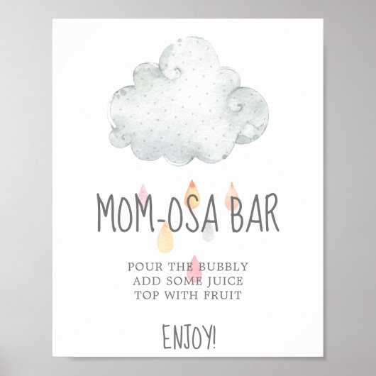Rain Cloud Girl Baby Shower Mama-osa Bar Sign Poster (Vorne)