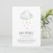 Rain Cloud Girl Baby Sprinkle Einladung (Stehend Vorderseite)