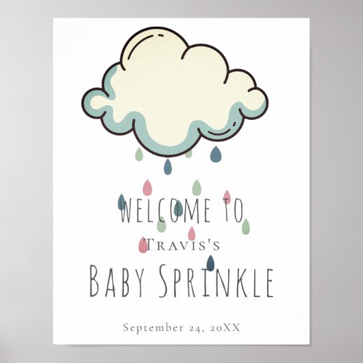 Rain Cloud Girl Baby Sprinkle Poster (Vorne)
