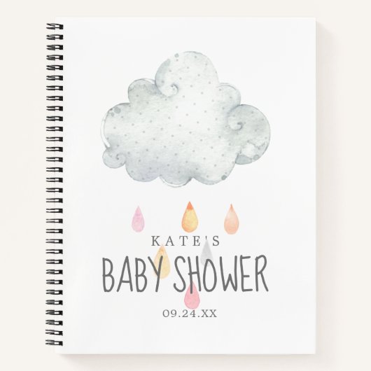 Rain Cloud Girl Babydusche Geschenkliste Notizblock (Vorderseite)