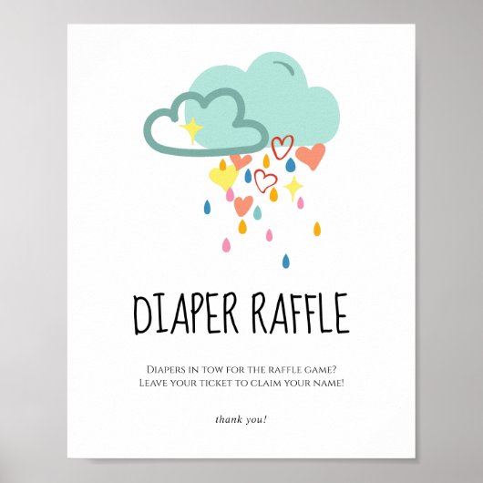 Rain Cloud Girl Diaper Raffel-Zeichen Poster (Vorne)