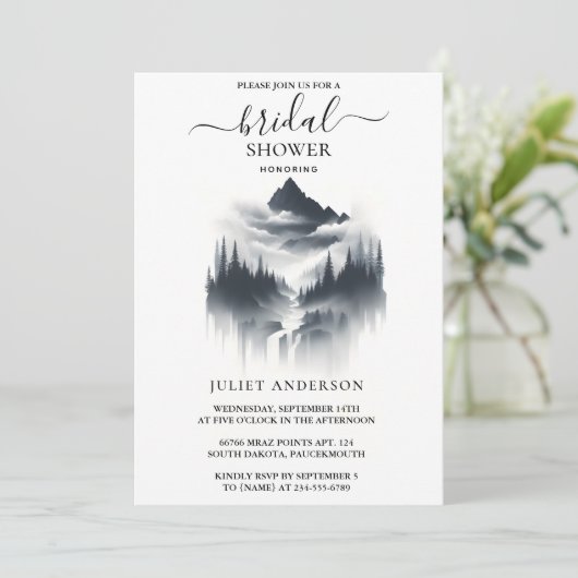 Rain Cloud Smoky Mountain Brautparty Einladung (Stehend Vorderseite)