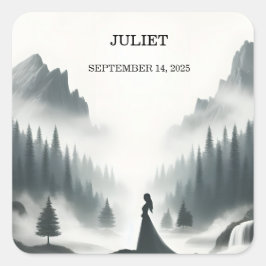 Rain Cloud Smoky Mountain Brautparty Quadratischer Aufkleber