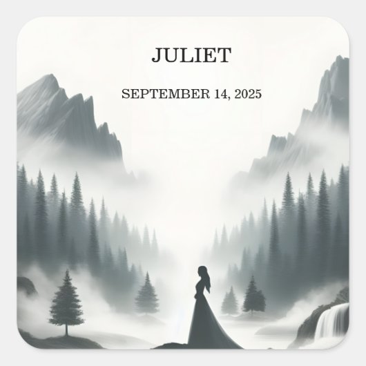 Rain Cloud Smoky Mountain Brautparty Quadratischer Aufkleber (Vorderseite)