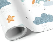 Rain Clouds and Rainbows Baby Shower Geschenkpapier (Rolleneckpunkt)