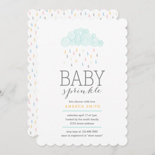 Rain Clouds Babydusche Einladung (Vorne/Hinten)