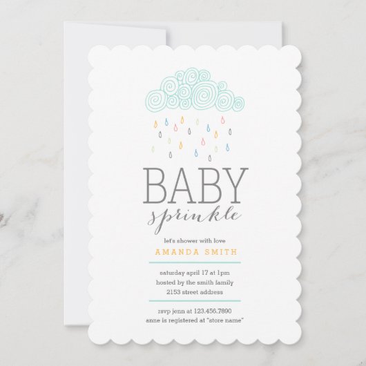 Rain Clouds Babydusche Einladung (Vorderseite)