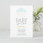 Rain Clouds Babydusche Einladung (Stehend Vorderseite)