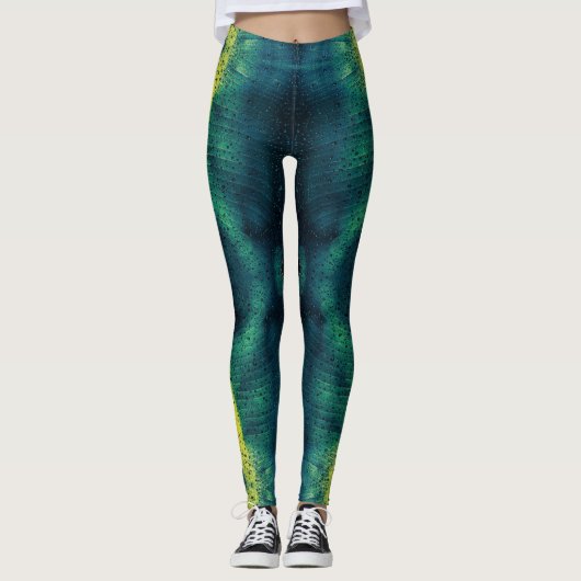 Rain Dotted Green Pattern Leggings (Vorderseite)