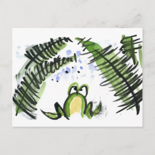Rain Drenched Ferns and Frosch Postkarte
