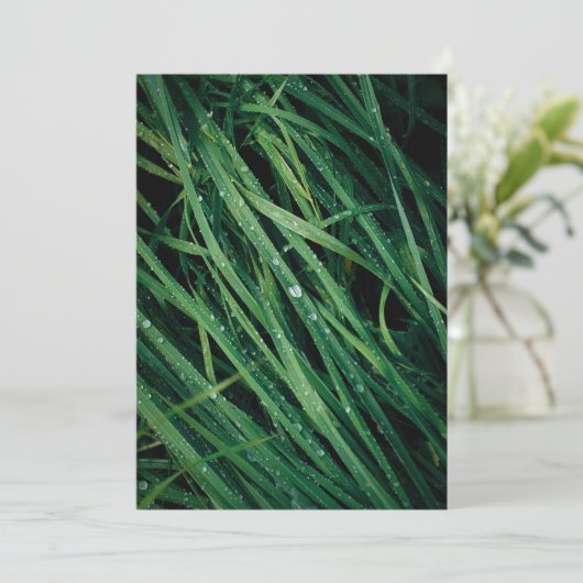 Rain drops on grass, Earth Day Card (Stehend Vorderseite)