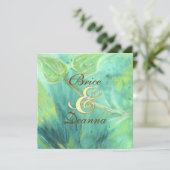 Rain Forest Haze Gold Hochzeit Einladung (Stehend Vorderseite)