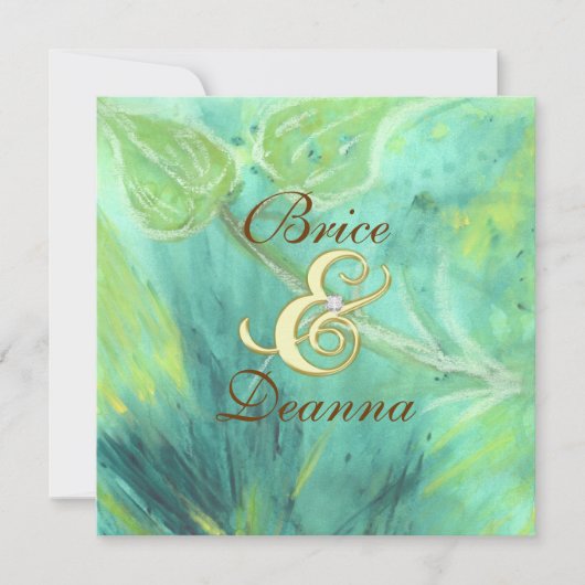 Rain Forest Haze Gold Hochzeit Einladung (Vorderseite)