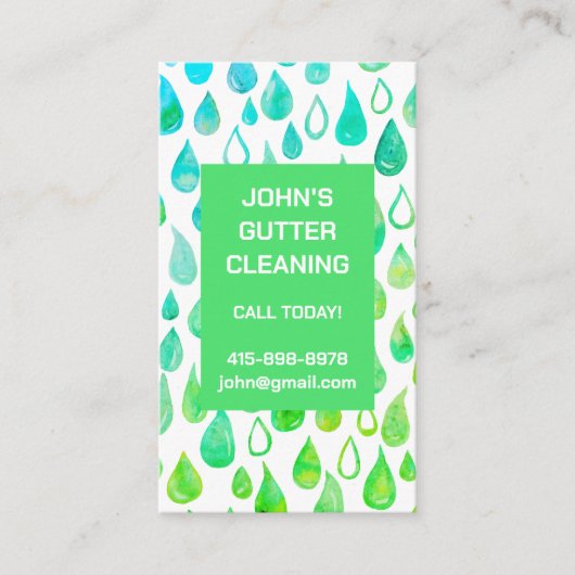 Rain Gutter Dachreinigung Reparatur Wasserfarben T Visitenkarte (Vorderseite)