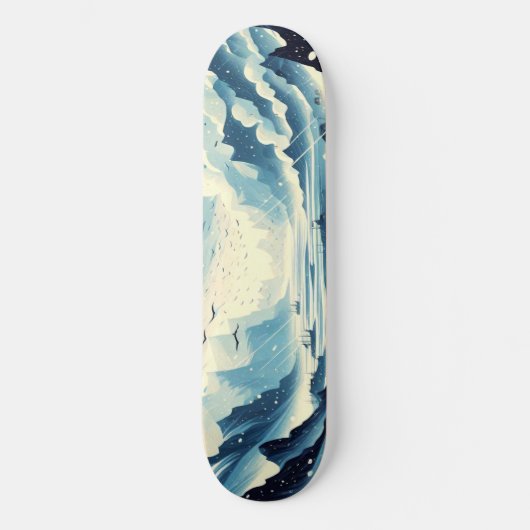 Rain Hail Migrating Birds Snow Mountains Scenery Skateboard (Vorderseite)