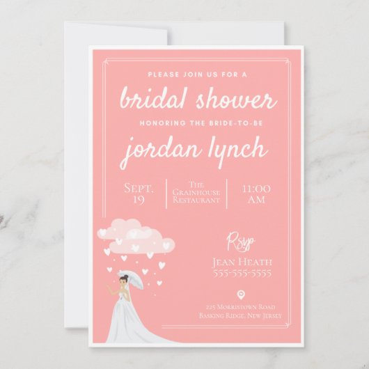 Rain Hearts Bridal Dusche Einladung (Vorderseite)