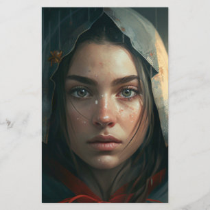 Rain hood girl briefpapier
