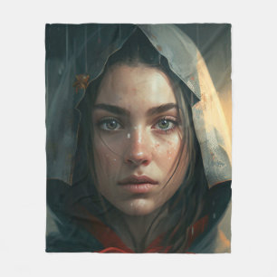 Rain hood girl fleecedecke