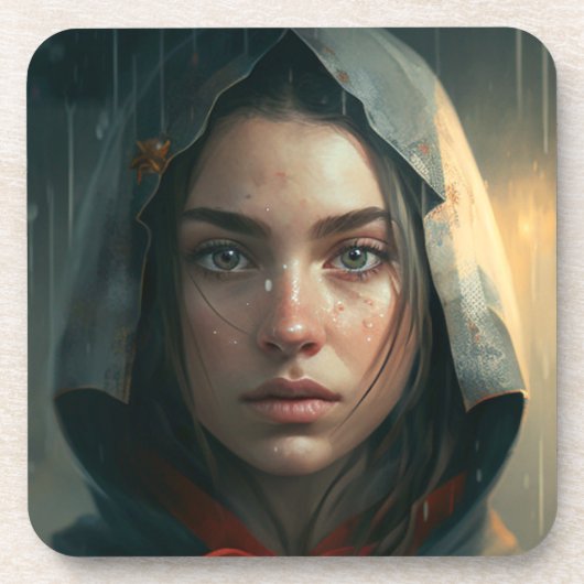 Rain hood girl getränkeuntersetzer (Vorderseite)