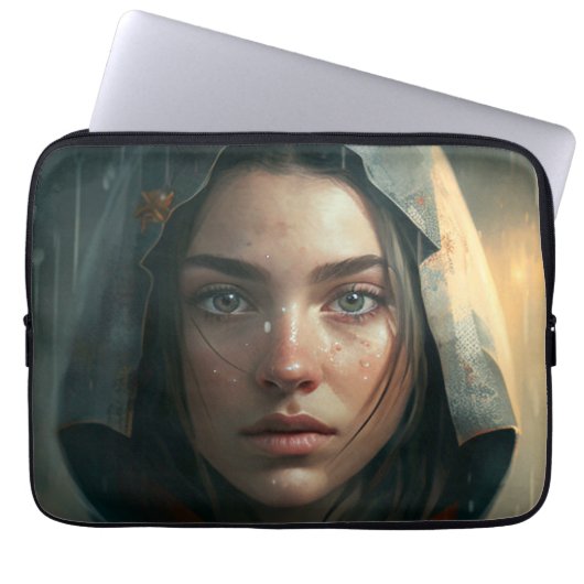 Rain hood girl laptopschutzhülle (Vorderseite)