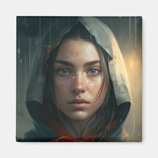 Rain hood girl magnet (Vorne)