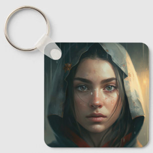 Rain hood girl schlüsselanhänger