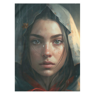 Rain hood girl tischdecke