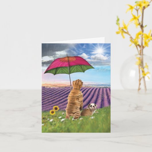 Rain Hunde werden gut Karte (Gelbe Blume)