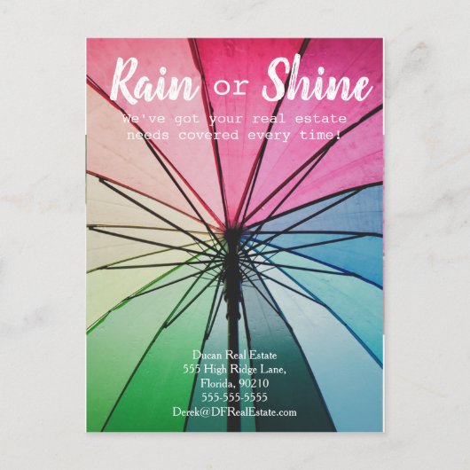 Rain Kunden Verweisung Real Anwesen Marketing verk Postkarte (Vorderseite)