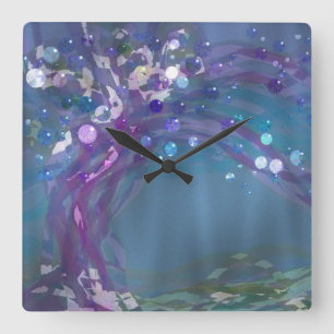 Rain Tree Quadratische Wanduhr