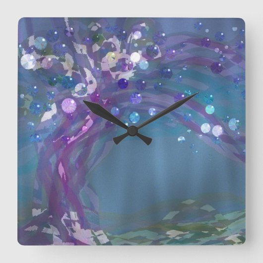 Rain Tree Quadratische Wanduhr (Vorderseite)