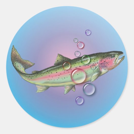 RAINBOUR TROUT BUBBLE by SHARON SHARPE Runder Aufkleber (Vorderseite)