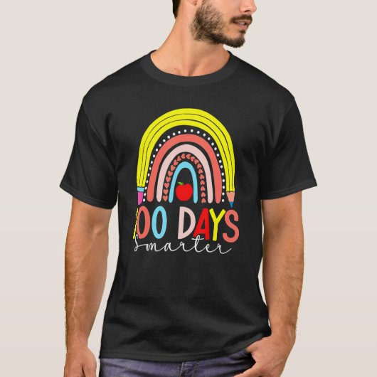 Rainbow 100 Days Smarter Happy 100 Days Of School  T-Shirt (Vorderseite)