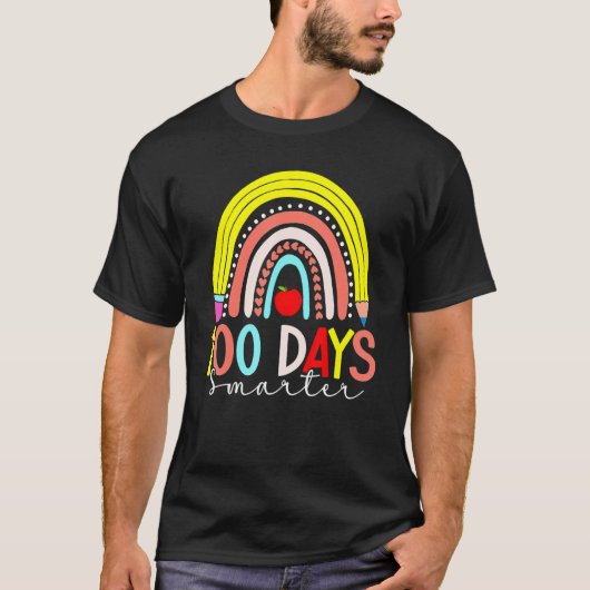 Rainbow 100 Days Smarter Happy 100 Days Of School  T-Shirt (Vorderseite)
