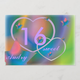 Rainbow 16 . Geburtstag Einladung individuell anpa