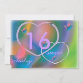 Rainbow 16 . Geburtstag Einladung individuell anpa (Vorderseite)