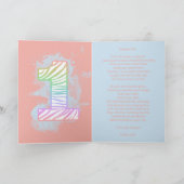 Rainbow 1 Foto Erster Geburtstag Karte (Innenseite)