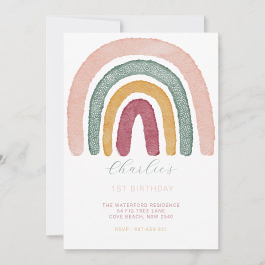 Rainbow 1. Geburtstag, Einladung (Vorderseite)