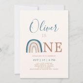 Rainbow 1st Birthday Boy Einladung (Vorderseite)