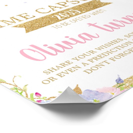 Rainbow 1st Birthday Time Capsule Game Activity Poster (Ecke)