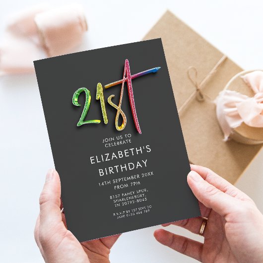 Rainbow 21. Geburtstag Einladung