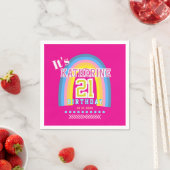 Rainbow 21st Birthday Hot Pink Serviette (Beispiel)