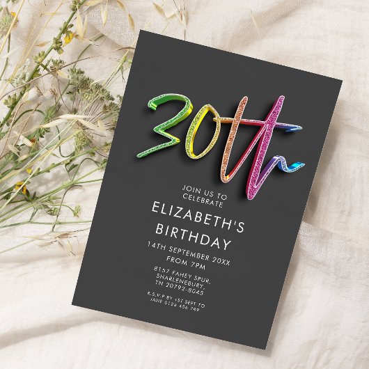 Rainbow 30. Geburtstag Einladung