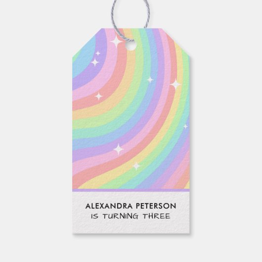 Rainbow 3rd Birthday Colorful Third Geschenkanhänger (Rückseite)