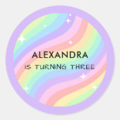 Rainbow 3rd Birthday Colorful Third Party Runder Aufkleber (Vorderseite)