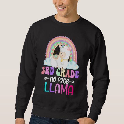 Rainbow 3rd Grade No Prob Llama 100th Day of Schoo Sweatshirt (Vorderseite)