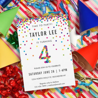 Rainbow 4 Year Old Birthday Party, 4. Geburtstag Einladung