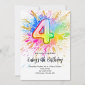 Rainbow 4th Birthday Invitation Einladung (Vorderseite)