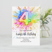 Rainbow 4th Birthday Invitation Einladung (Stehend Vorderseite)