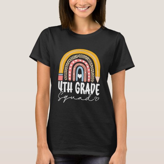 Rainbow 4th Fourth Grade Squad For Teachers Back T T-Shirt (Vorderseite)